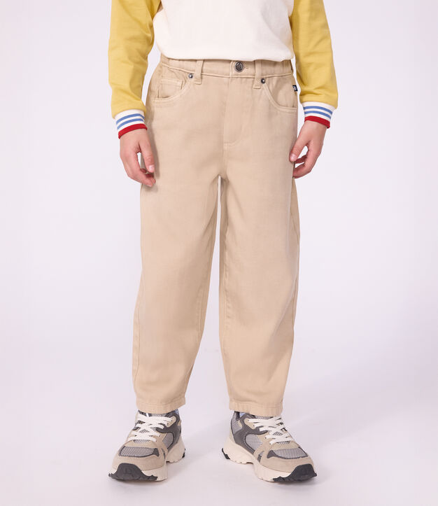 Pantal&oacute;n denim infantil con 5 bolsillos beige