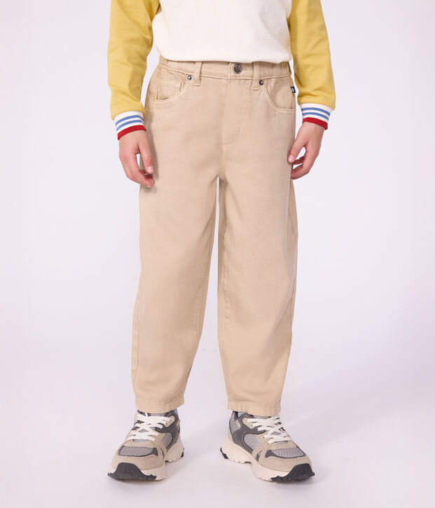 Pantal&oacute;n denim infantil con 5 bolsillos beige