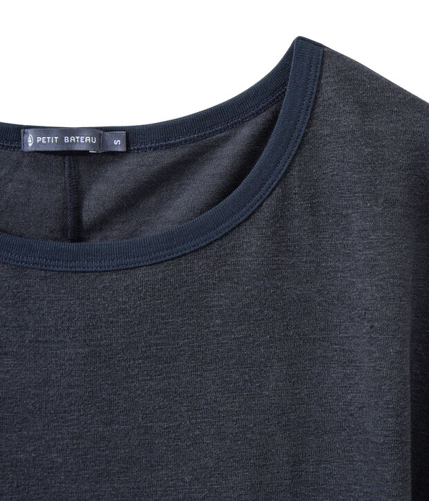 Camiseta de lino brillante para mujer azul