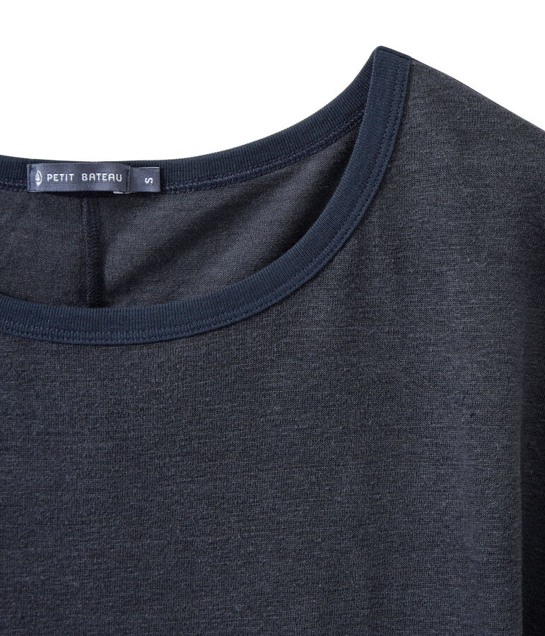 Camiseta de lino brillante para mujer azul