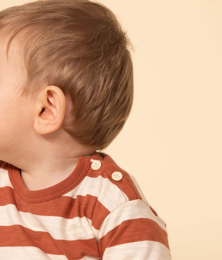 Camiseta de manga larga de jersey flameado estampado para beb&eacute; marron/crudo