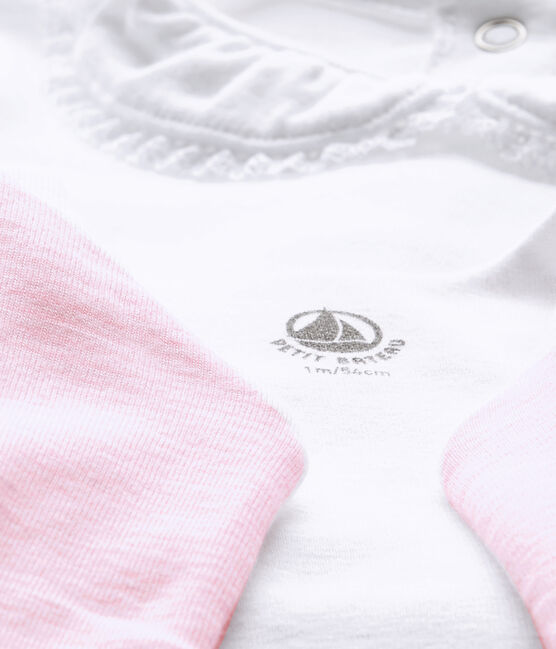 Conjunto bebé niña 3 piezas blanco ECUME/rosa VIENNE