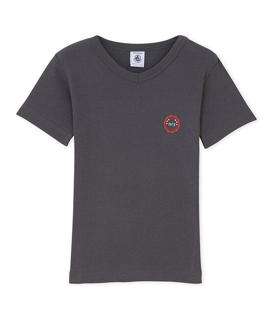 Camiseta de niño con cuello en pico y un motivo estampado gris Maki