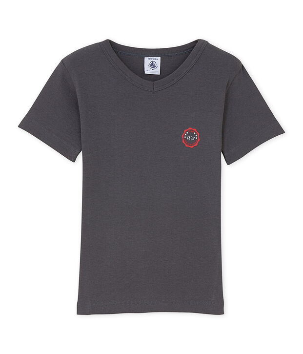 Camiseta de ni&ntilde;o con cuello en pico y un motivo estampado gris Maki