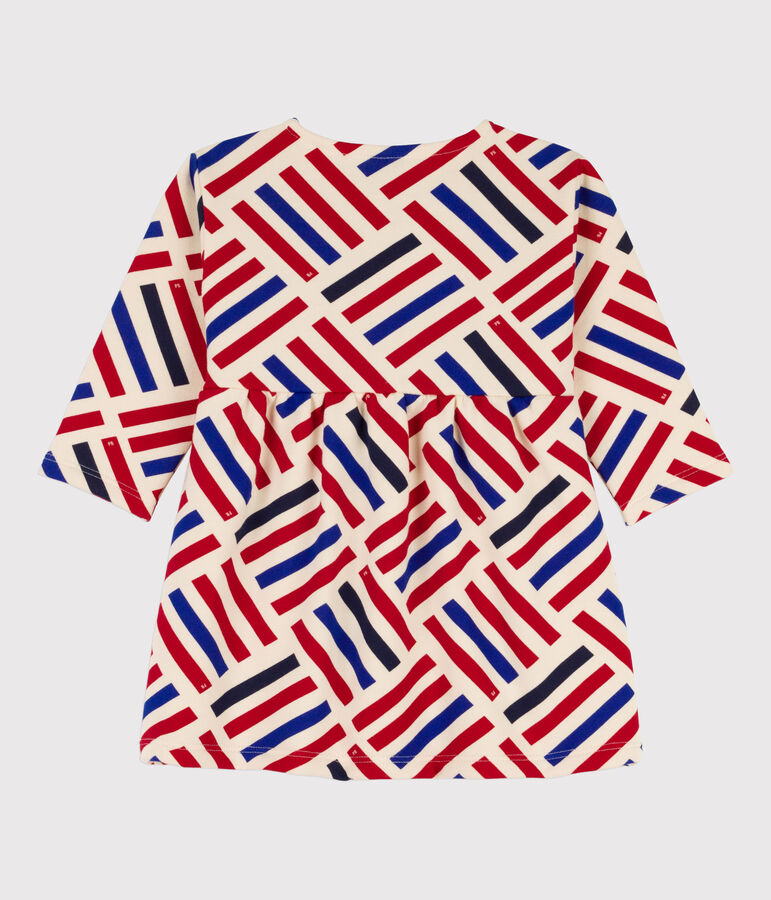 Vestido de manga larga de mulet&oacute;n con estampado gr&aacute;fico de beb&eacute; crudo/multicolor