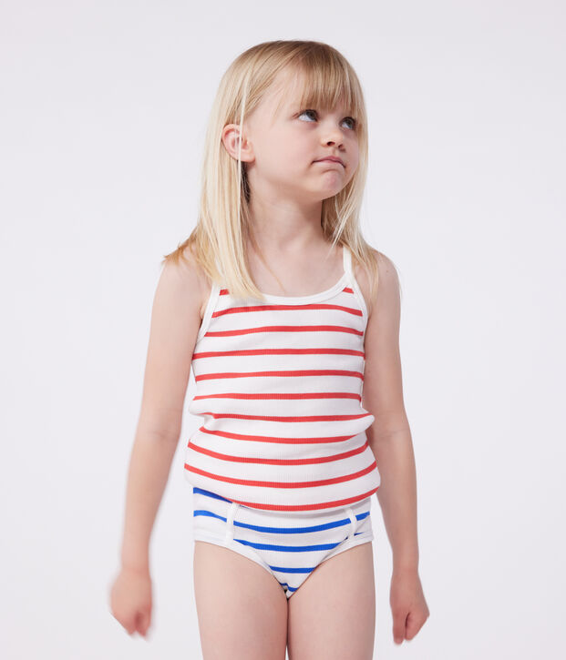 Juego de 2 camisetas de tirantes infantiles de algod&oacute;n a rayas multicolor