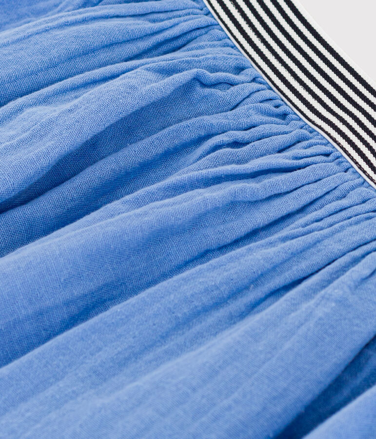 Falda de gasa de algod&oacute;n para ni&ntilde;a azul