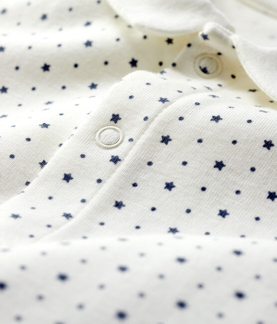 Pijama enterizo de algodón ecológico de bebé niña blanco MARSHMALLOW/gris TEMPETE