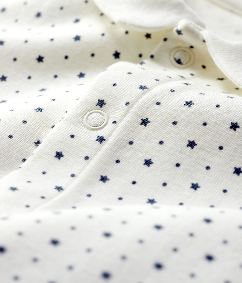 Pijama enterizo de algod&oacute;n ecol&oacute;gico de beb&eacute; ni&ntilde;a blanco/gris