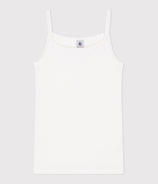 Camiseta de tirantes de algod&oacute;n de mujer blanco