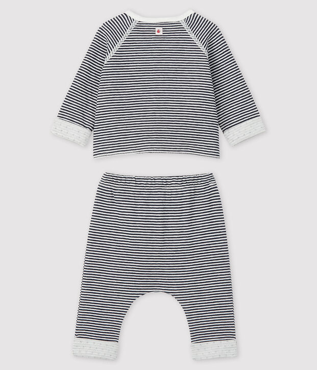 Conjunto de 3 piezas para beb&eacute; de t&uacute;bico azul/blanco
