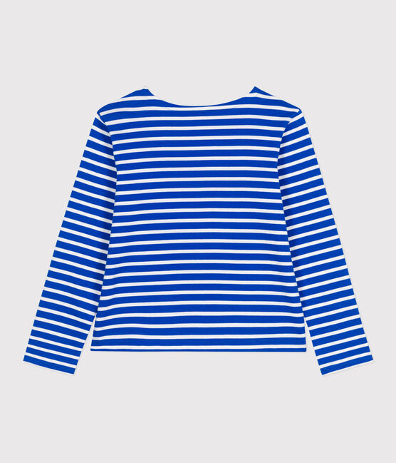 Marinera de algodón de manga larga para mujer azul PERSE/blanco MARSHMALLOW