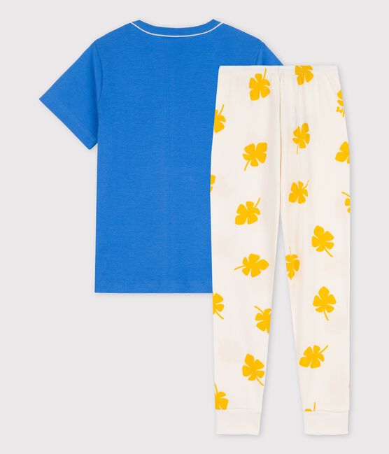 Pijama de manga corta de algodón de niño blanco MARSHMALLOW/blanco MULTICO