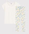 Pijama de flores primaverales de chica/mujer de algodón blanco MARSHMALLOW/blanco MULTICO