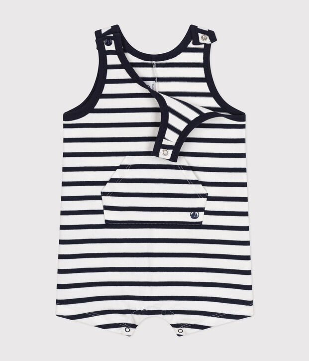 Mono corto de jersey para beb&eacute; blanco/azul