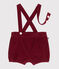 Shorts de pana lisa con tirantes para bebé AMARANTE