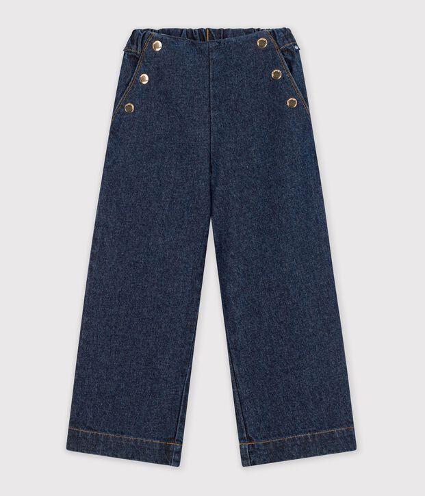 Pantal&oacute;n denim wide leg infantil azul