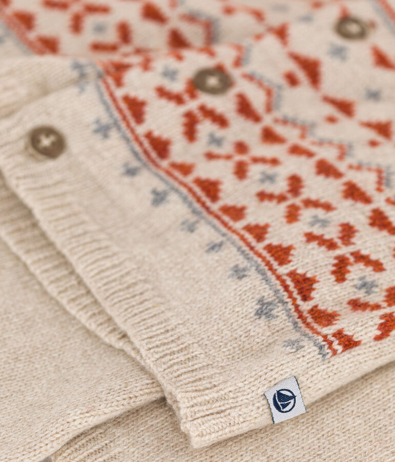 Conjunto de punto jacquard para beb&eacute; beige/multicolor