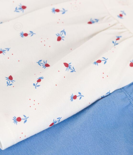 Conjunto de dos piezas de algodón con blusa con volante para recién nacido blanco MARSHMALLOW/blanco MULTICO