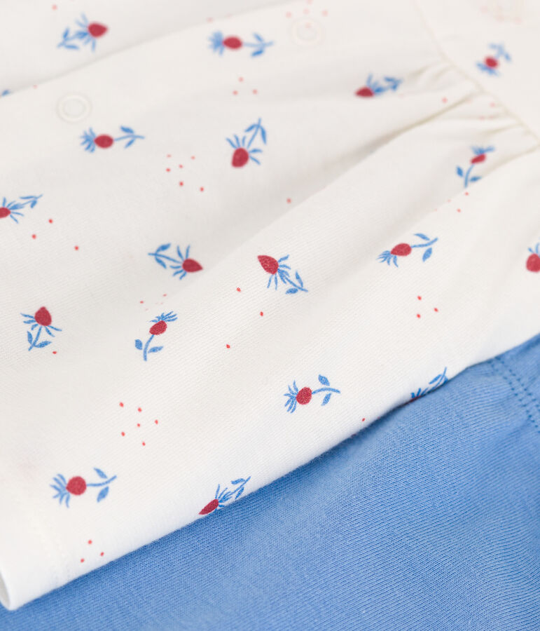 Conjunto de dos piezas de algod&oacute;n con blusa con volante para reci&eacute;n nacido blanco MARSHMALLOW/blanco MULTICO