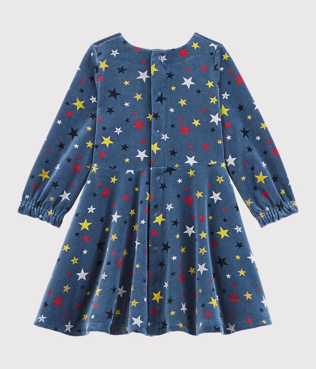 Vestido de manga larga para beb&eacute; ni&ntilde;a azul/multicolor
