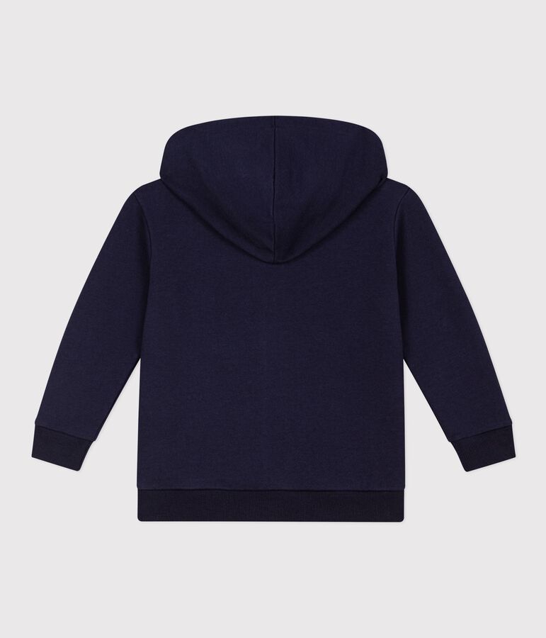 Sudadera infantil de algod&oacute;n con capucha y cremallera azul