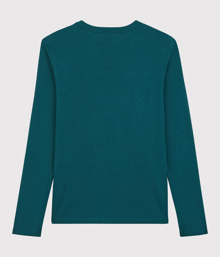 Camiseta de cuello redondo emblem&aacute;tica de algod&oacute;n de mujer verde