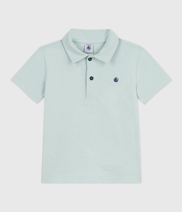 Polo infantil de algod&oacute;n de manga corta verde