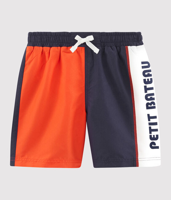 Shorts de playa efecto colorblock para niño azul TOUAREG/naranja SPICY