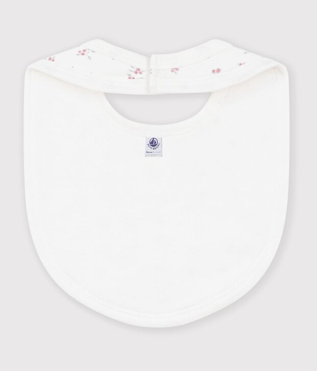 Babero de algod&oacute;n estampado para beb&eacute; blanco/rosa
