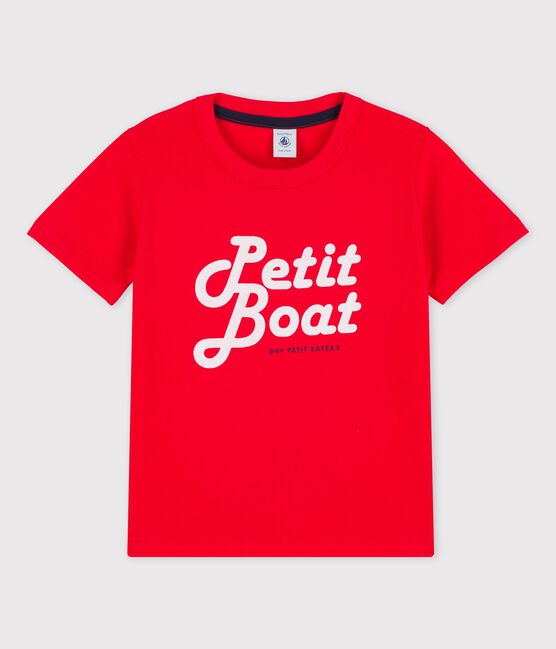 Camiseta de manga corta de algodón de niño rojo PEPS