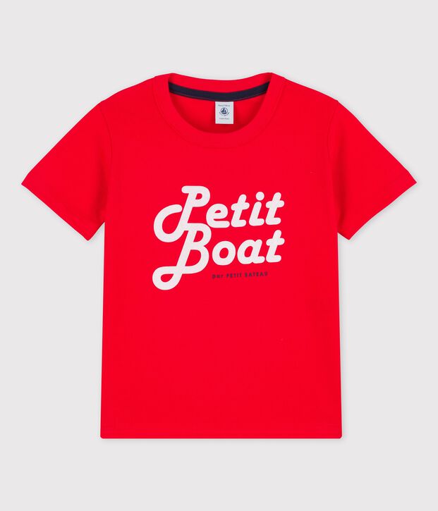 Camiseta de manga corta de algod&oacute;n de ni&ntilde;o rojo