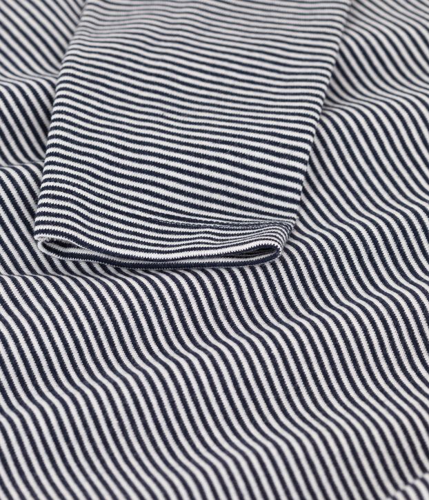 Camiseta de cuello alto de algod&oacute;n para ni&ntilde;o/ni&ntilde;a azul/blanco
