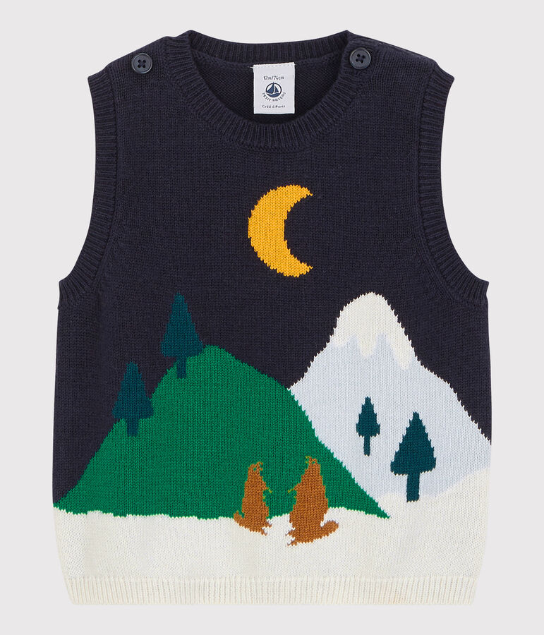 Sudadera de lana y algod&oacute;n de beb&eacute;. azul