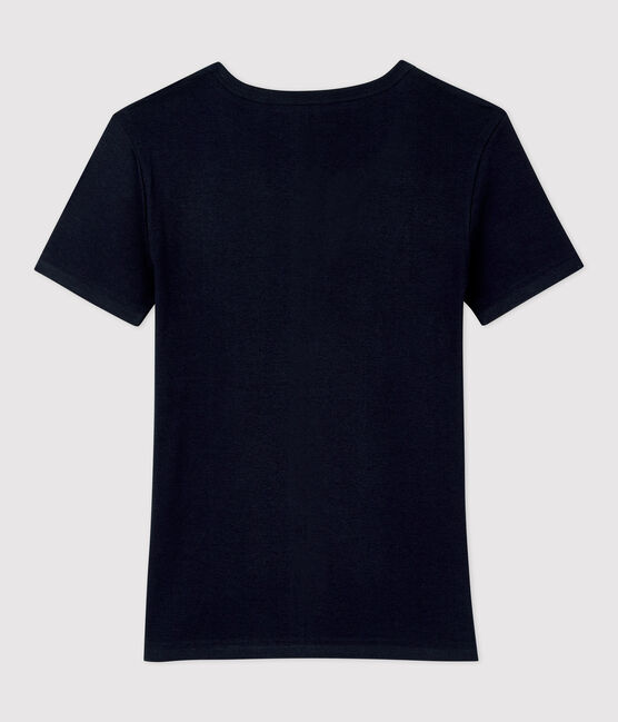 Camiseta L'ICONIQUE con cuello de pico de algodón de mujer azul SMOKING