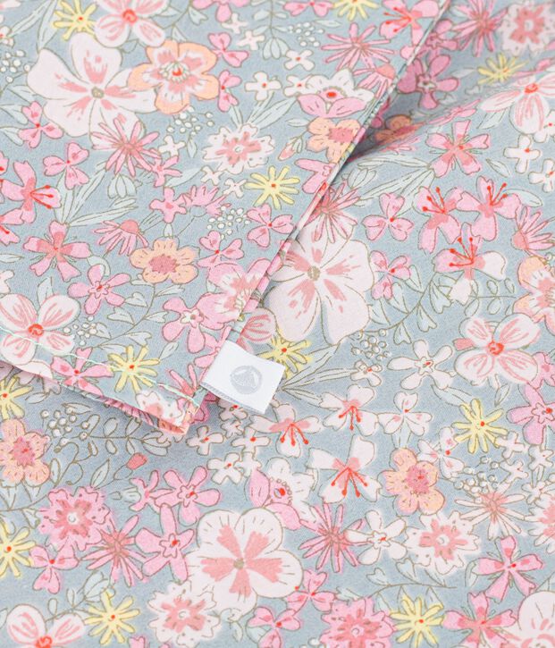 Blusa de algod&oacute;n de manga corta con estampado de flores para beb&eacute; azul/multicolor