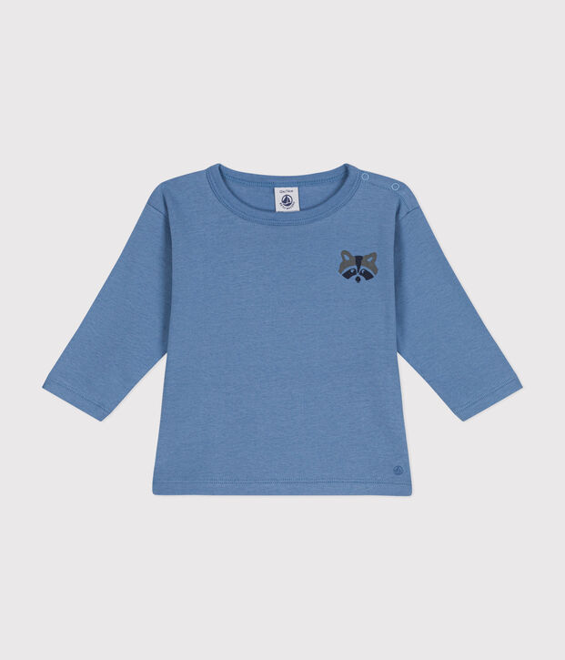 Camiseta de algod&oacute;n de manga larga para beb&eacute; azul