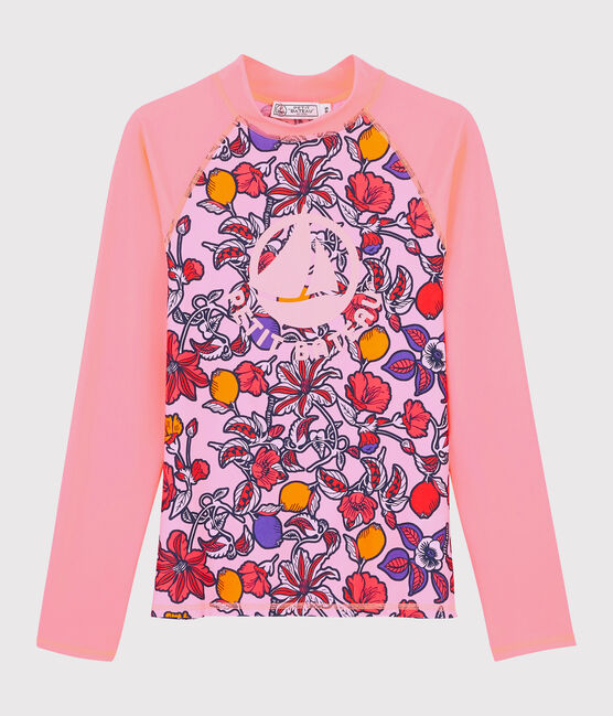 Camiseta anti-UV UPF 50+ ecorresponsable para mujer rosa PATIENCE/blanco MULTICO
