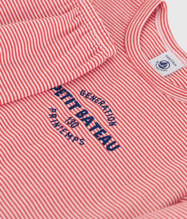 Pijama de algod&oacute;n a rayas para ni&ntilde;o/ni&ntilde;a naranja/blanco