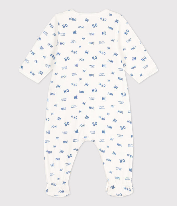 Bodyjama de t&uacute;bico para beb&eacute; blanco/azul