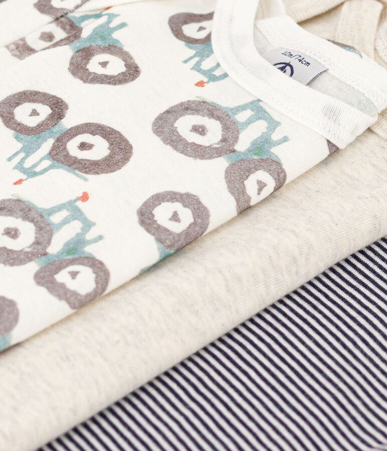 Juego de 3 bodis de algod&oacute;n de manga larga con tractores para beb&eacute; variante 1