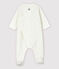 Pijama enterizo de conejo de bebé en tejido tubular de algodón ecológico blanco MARSHMALLOW/blanco MULTICO
