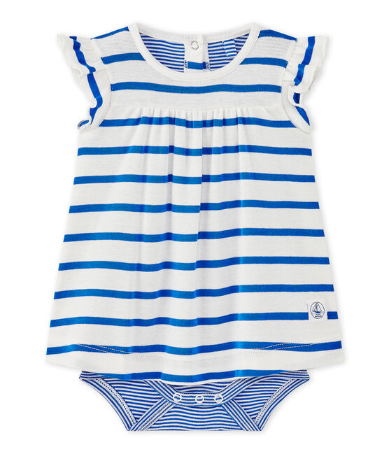 Vestido body de bebé niña de rayas blanco MARSHMALLOW/azul PERSE