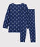 Pijama de jacquard con yeti de lana y algodón para niño pequeño azul MEDIEVAL/blanco MARSHMALLOW