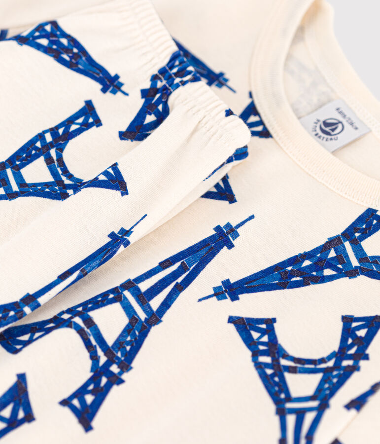 Pijama de manga corta de algod&oacute;n para ni&ntilde;o/ni&ntilde;a crudo/multicolor