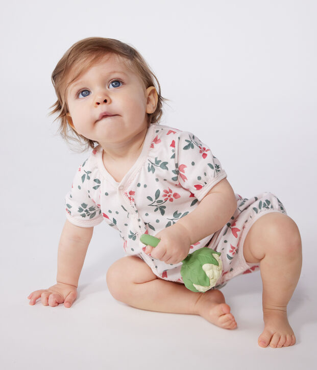 Juego de 2 monos cortos de algod&oacute;n con flores para beb&eacute; multicolor