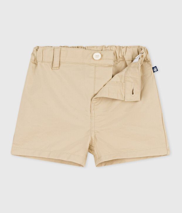 Shorts lisos de algod&oacute;n para beb&eacute; beige
