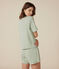 Pijama con pantalón corto y camiseta de algodón liso para mujer verde HERBIER