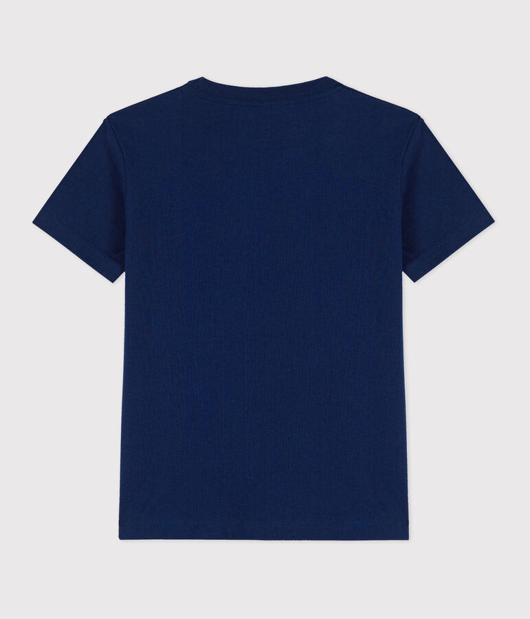 Camiseta de manga corta de algod&oacute;n de ni&ntilde;o azul