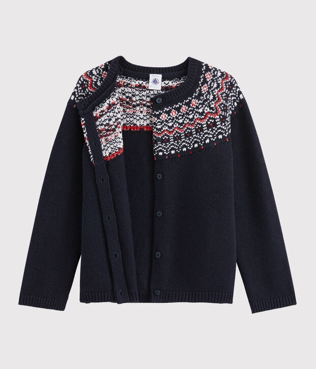 C&aacute;rdigan de lana y algod&oacute;n para ni&ntilde;a azul/multicolor